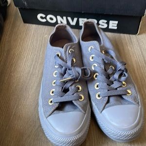 Purple and gold coverage low tops